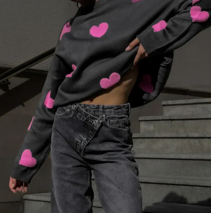 Women's Casual Knitted Sweater With Ribbed Design