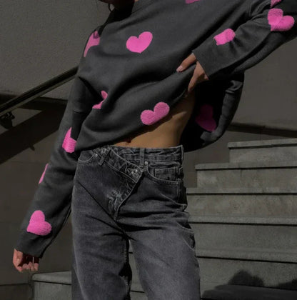 Women's Casual Knitted Sweater With Ribbed Design
