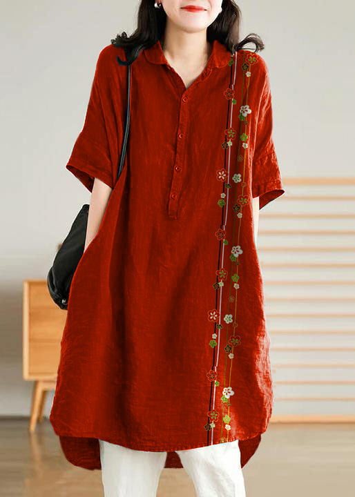 Women's Casual Linen Style Shirt Dress in Jade Green