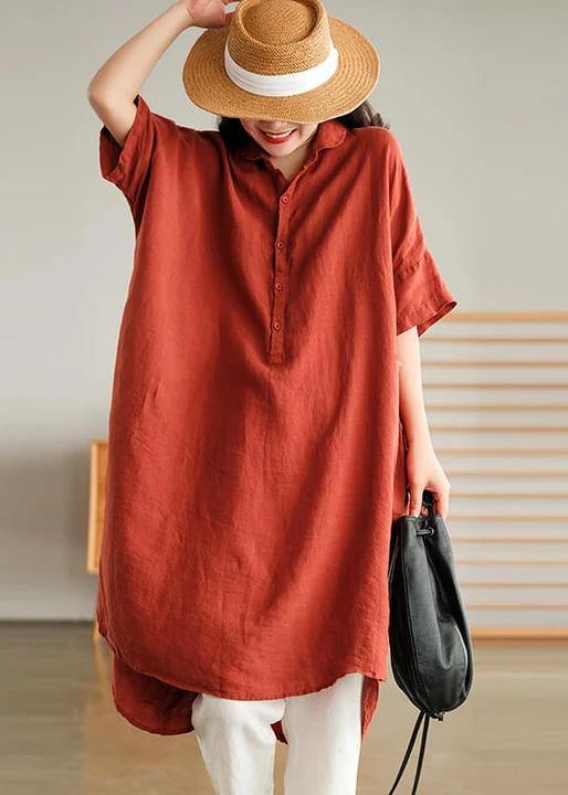 Women's Casual Linen Style Shirt Dress in Jade Green