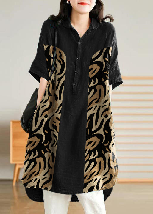 Women's Casual Linen Style Shirt Dress in Jade Green
