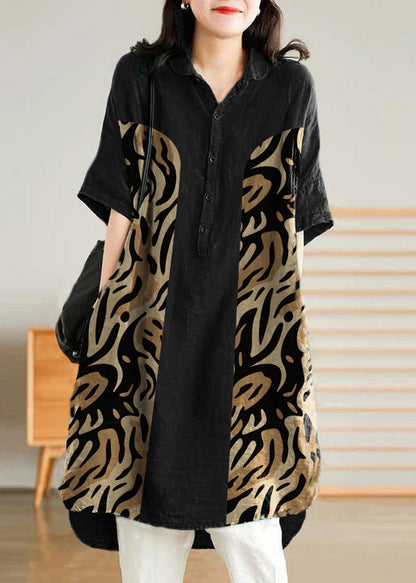 Women's Casual Linen Style Shirt Dress in Jade Green