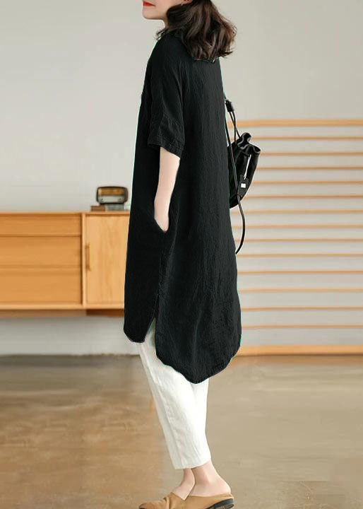 Women's Casual Linen Style Shirt Dress in Jade Green