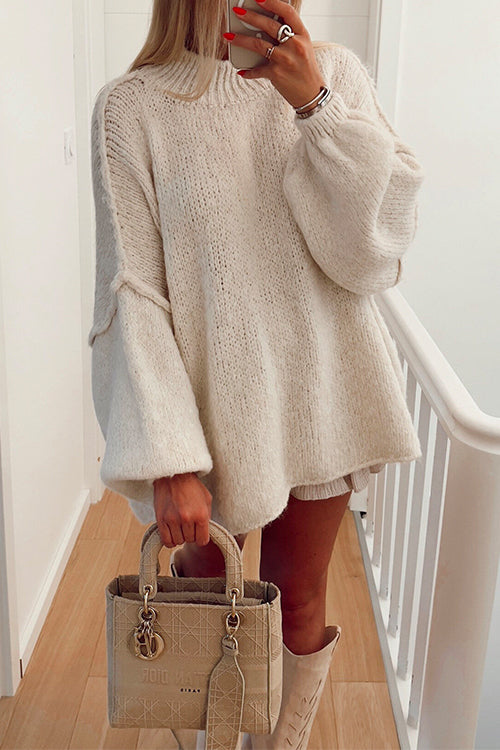 Women's Casual Pullover Sweater with Lowered Shoulder