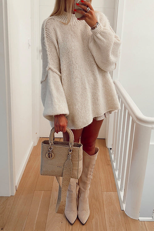 Women's Casual Pullover Sweater with Lowered Shoulder