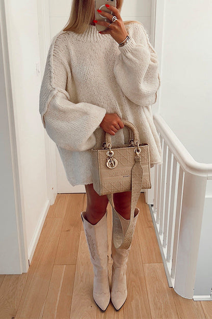 Women's Casual Pullover Sweater with Lowered Shoulder