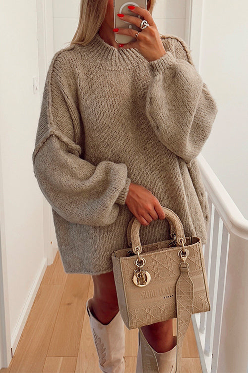 Women's Casual Pullover Sweater with Lowered Shoulder