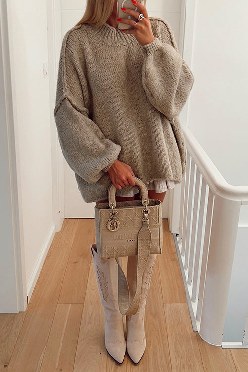 Women's Casual Pullover Sweater with Lowered Shoulder