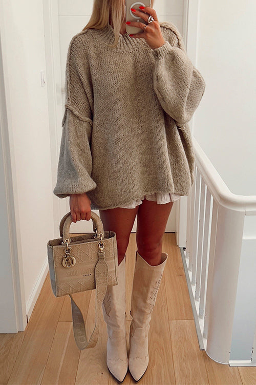 Women's Casual Pullover Sweater with Lowered Shoulder