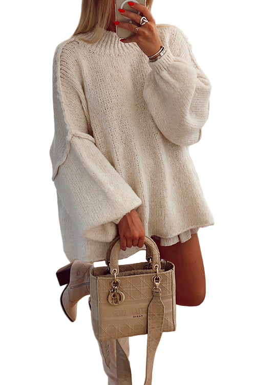 Women's Casual Pullover Sweater with Lowered Shoulder