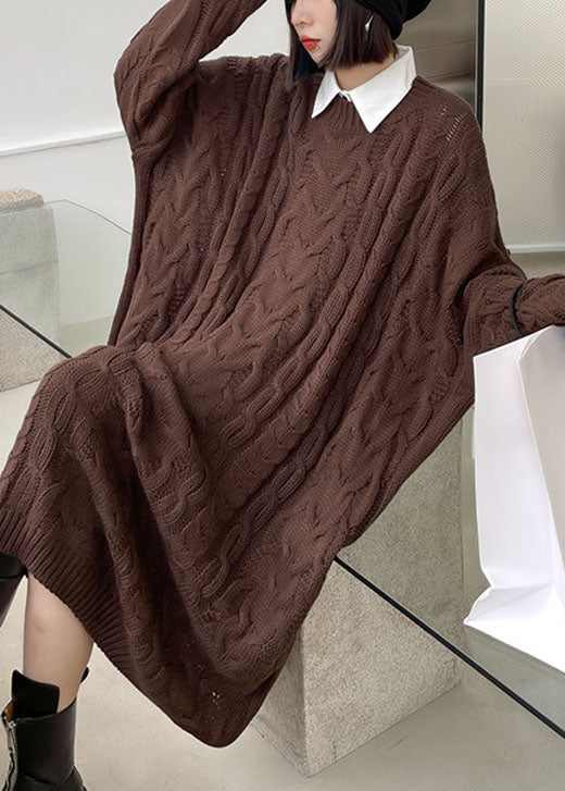 Women's Casual Sweater Dress with O-neck and Jacquard Design