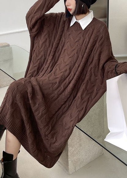 Women's Casual Sweater Dress with O-neck and Jacquard Design