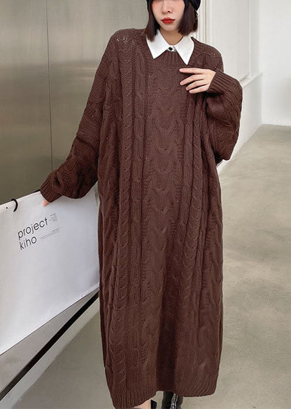 Women's Casual Sweater Dress with O-neck and Jacquard Design