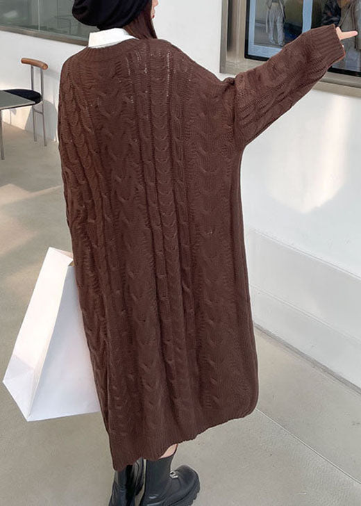Women's Casual Sweater Dress with O-neck and Jacquard Design