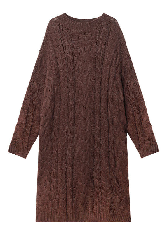 Women's Casual Sweater Dress with O-neck and Jacquard Design