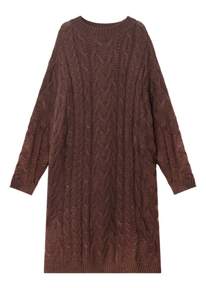 Women's Casual Sweater Dress with O-neck and Jacquard Design