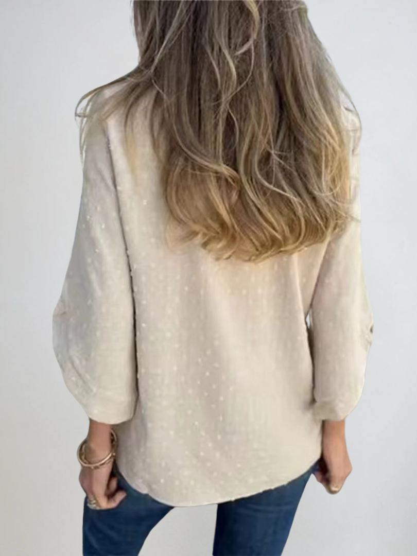 Women's Casual T-Shirt With Buttons and Texture