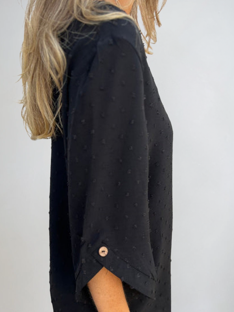 Women's Casual T-Shirt With Buttons and Texture