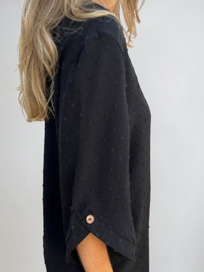 Women's Casual T-Shirt With Buttons and Texture