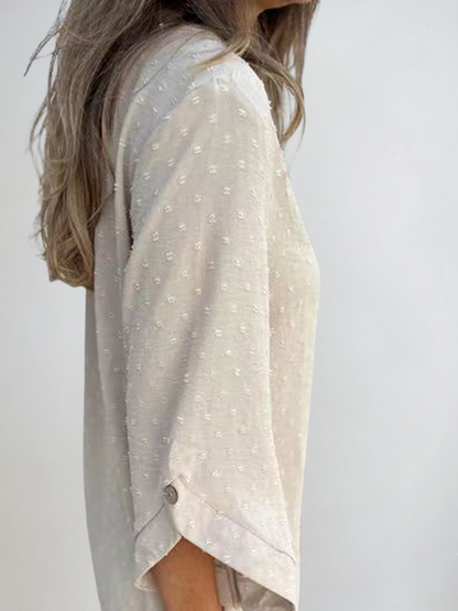 Women's Casual T-Shirt With Buttons and Texture