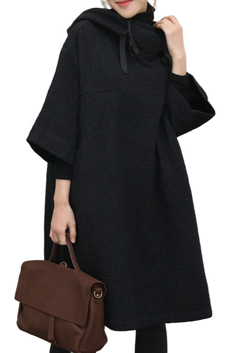 Women's Catwalk Dress with Hood and Half Sleeves