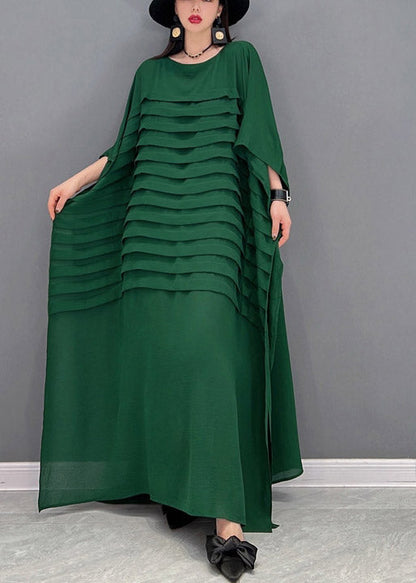 Women's Chiffon Striped Dress With Batwing Sleeves For Summer Occasions