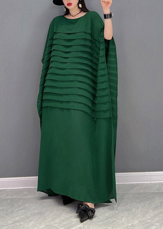 Women's Chiffon Striped Dress With Batwing Sleeves For Summer Occasions