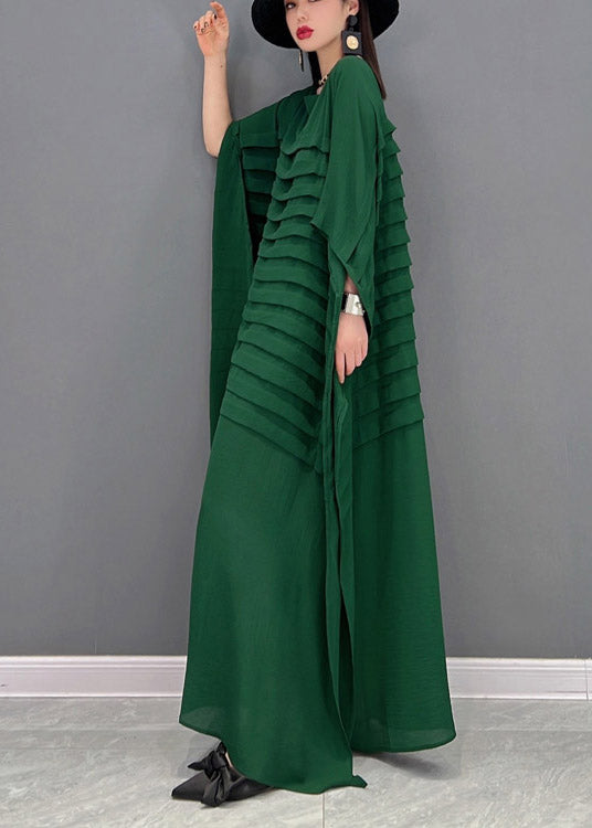 Women's Chiffon Striped Dress With Batwing Sleeves For Summer Occasions