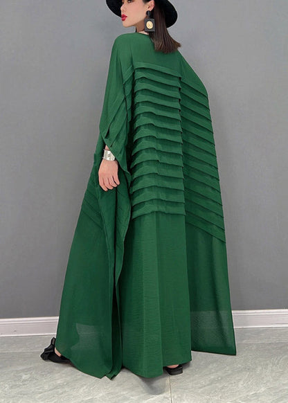 Women's Chiffon Striped Dress With Batwing Sleeves For Summer Occasions