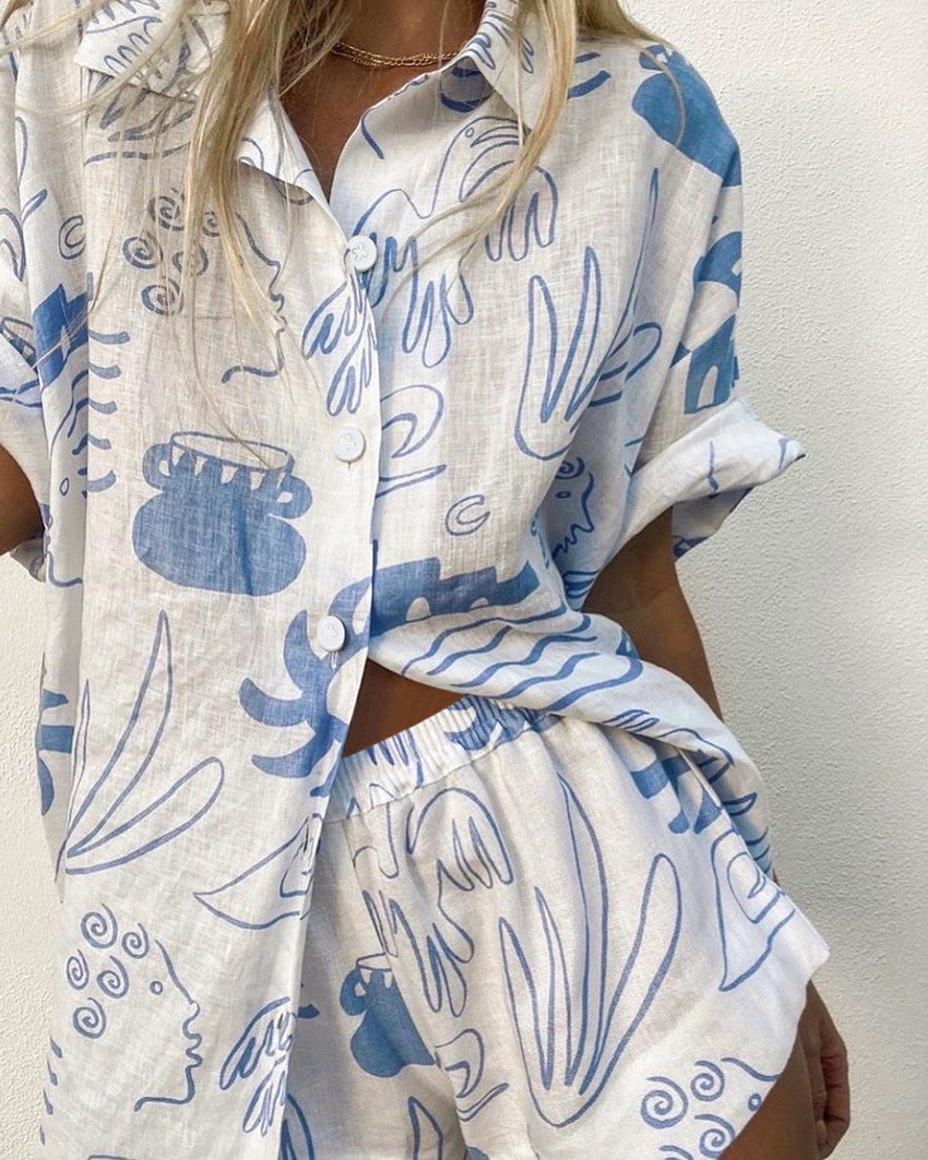 Women's Co Ord Set Oversized Shirt and Shorts Airy Fabric