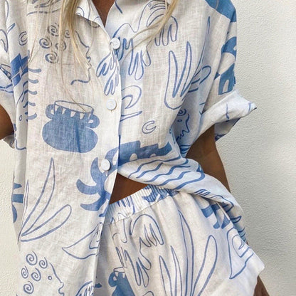Women's Co Ord Set Oversized Shirt and Shorts Airy Fabric