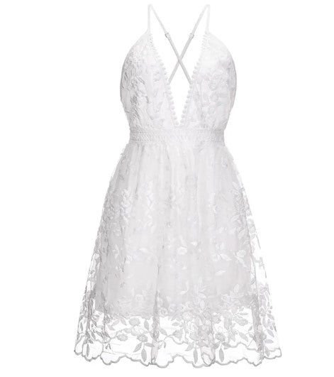 Women's Cocktail Dress Knee-length Flower Embroidery Mesh Fabric for Weddings