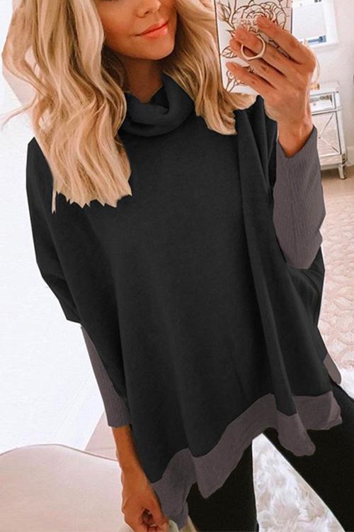 Women's Col and Long-sleeved Sweatshirt