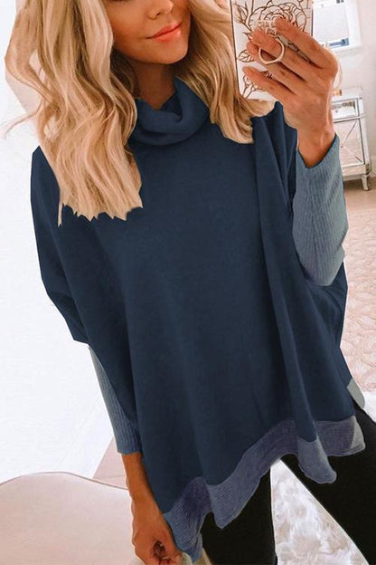 Women's Col and Long-sleeved Sweatshirt