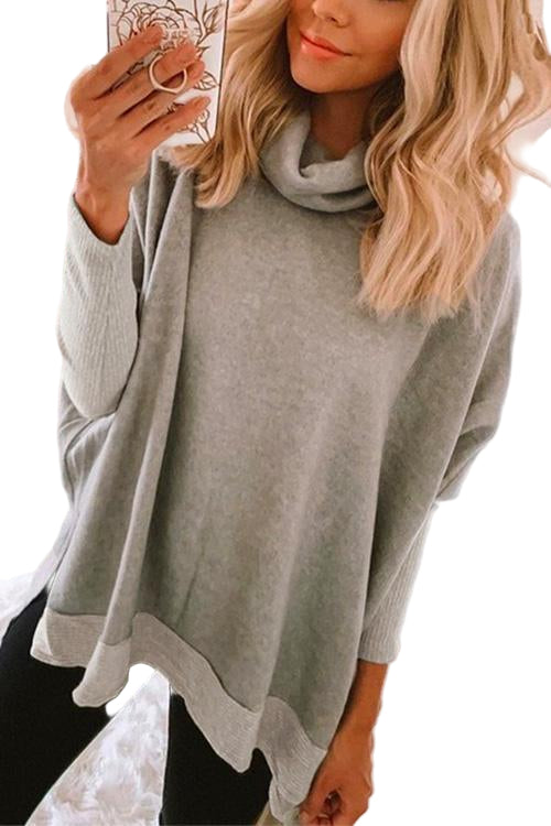 Women's Col and Long-sleeved Sweatshirt