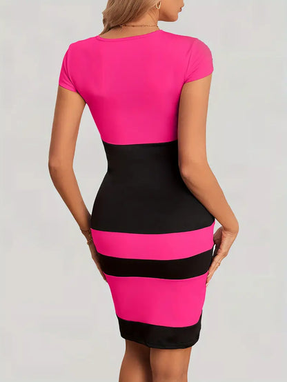 Women's Colour Block Dress Figure-hugging Polyester for Summer