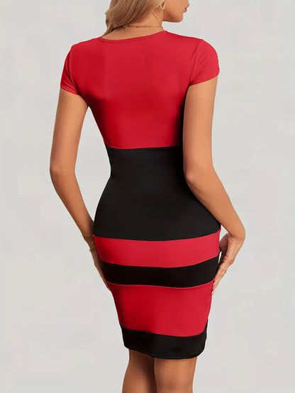 Women's Colour Block Dress Figure-hugging Polyester for Summer