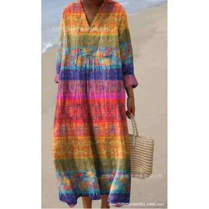 Women's Colour Block Dress V-Neck Soft Breathable Casual Dresses