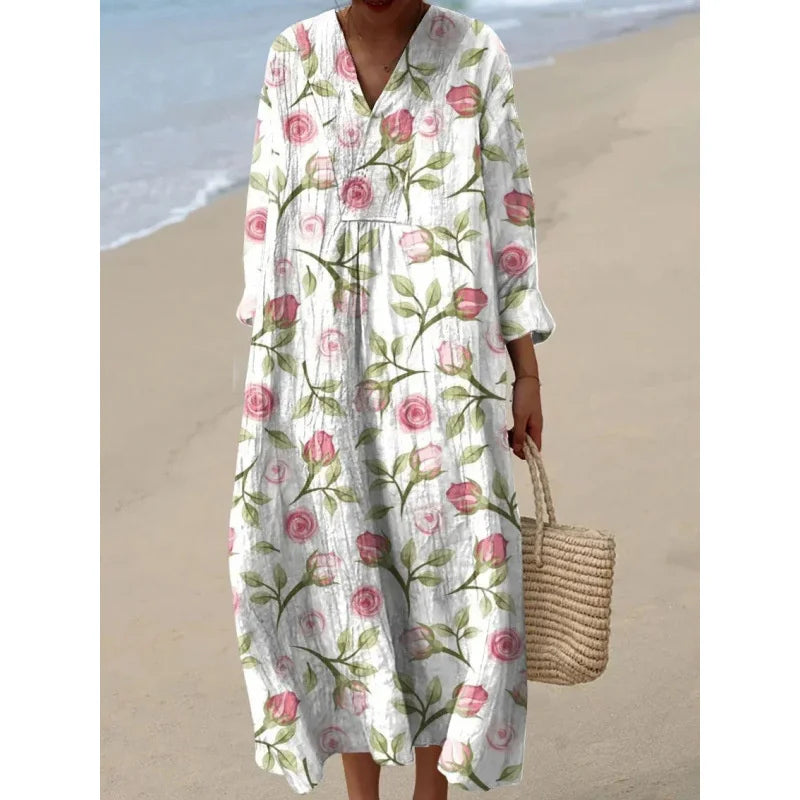 Women's Colour Block Dress V-Neck Soft Breathable Casual Dresses