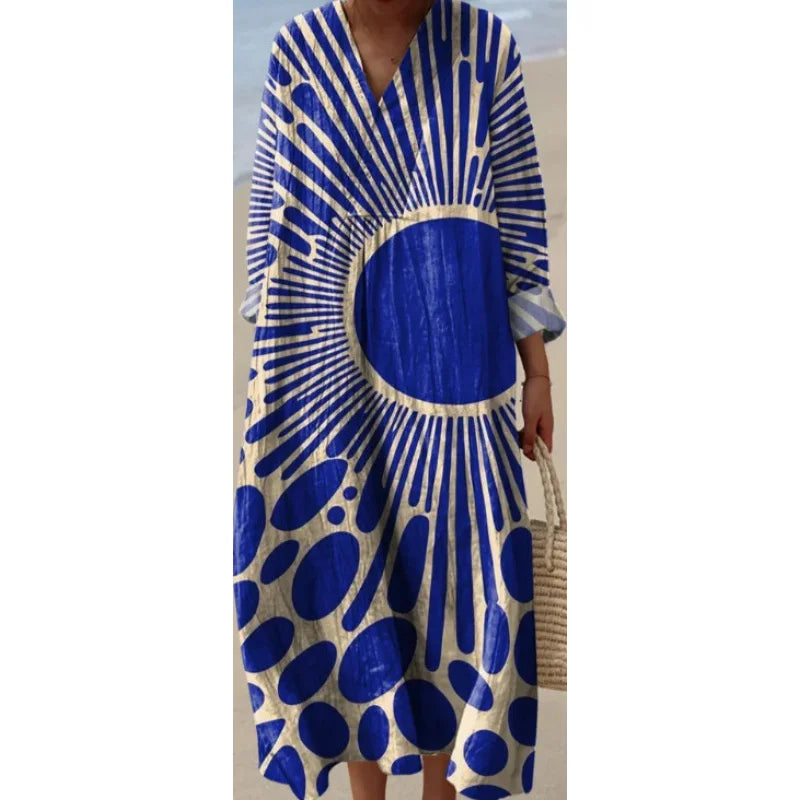 Women's Colour Block Dress V-Neck Soft Breathable Casual Dresses