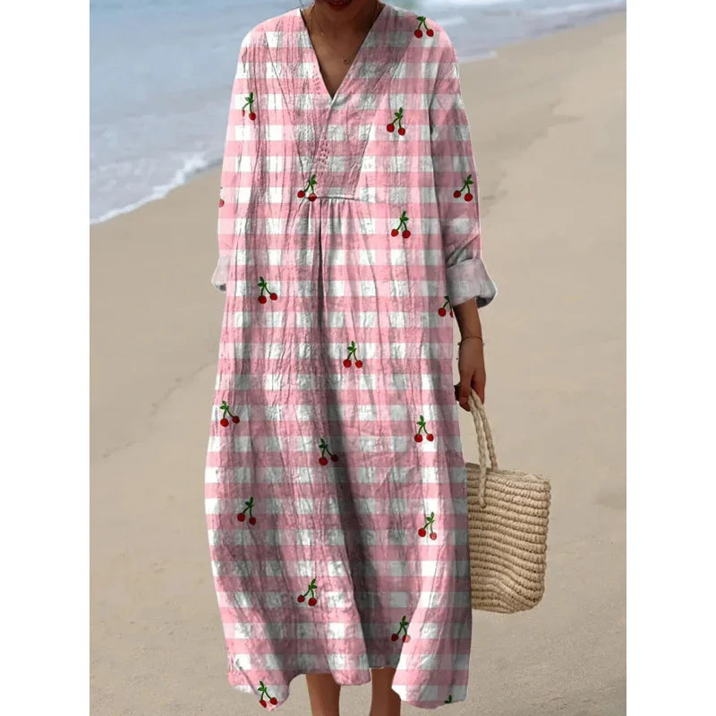 Women's Colour Block Dress V-Neck Soft Breathable Casual Dresses