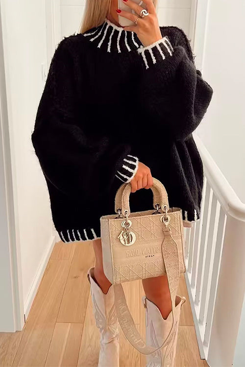 Women's Colourblock turtleneck with Lowered Shoulder Style