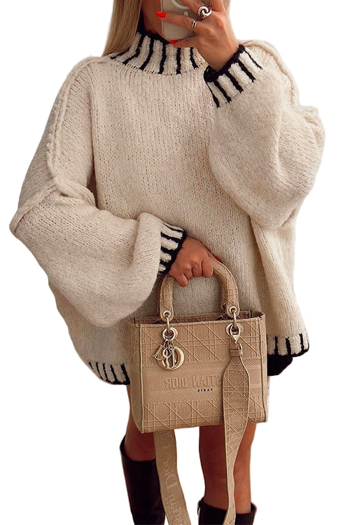 Women's Colourblock turtleneck with Lowered Shoulder Style