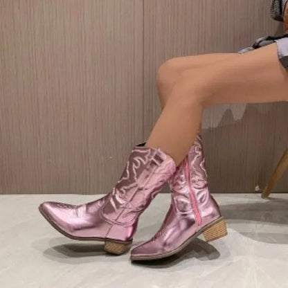 Women's Coloured Retro Cowboy Boots