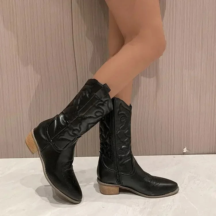 Women's Coloured Retro Cowboy Boots