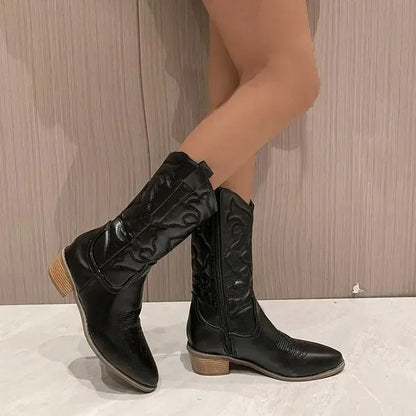 Women's Coloured Retro Cowboy Boots