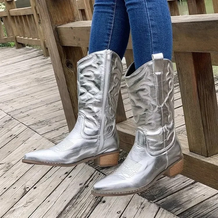 Women's Coloured Retro Cowboy Boots