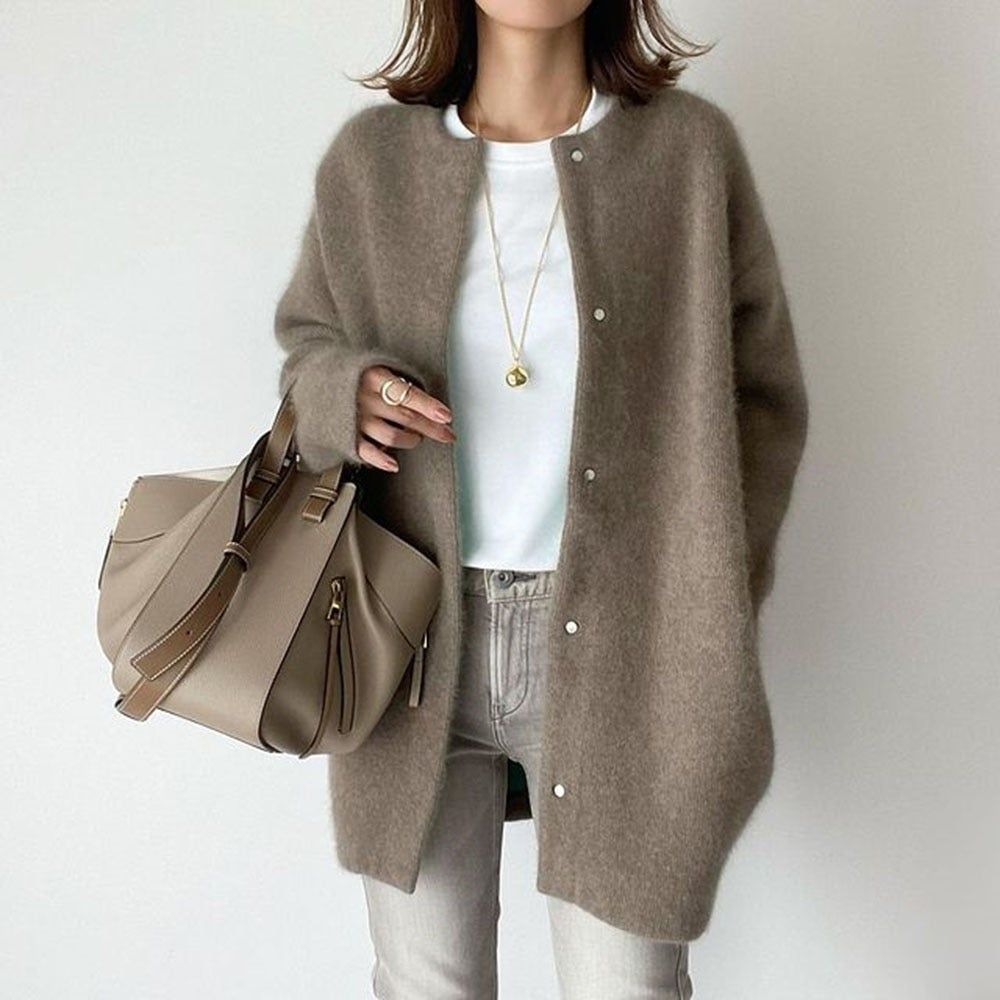 Women's Cotton Blend Cardigan Long Sleeves Relaxed Fit