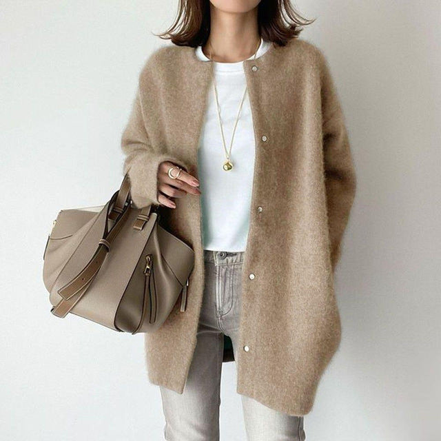 Women's Cotton Blend Cardigan Long Sleeves Relaxed Fit