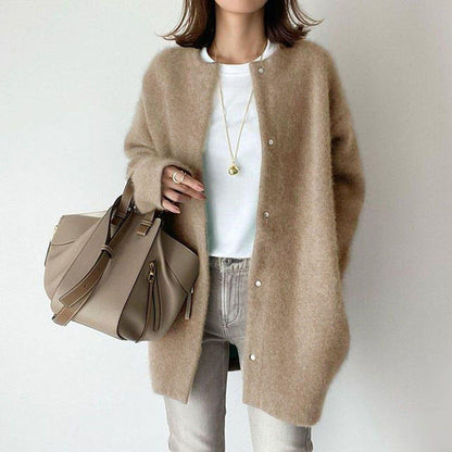 Women's Cotton Blend Cardigan Long Sleeves Relaxed Fit